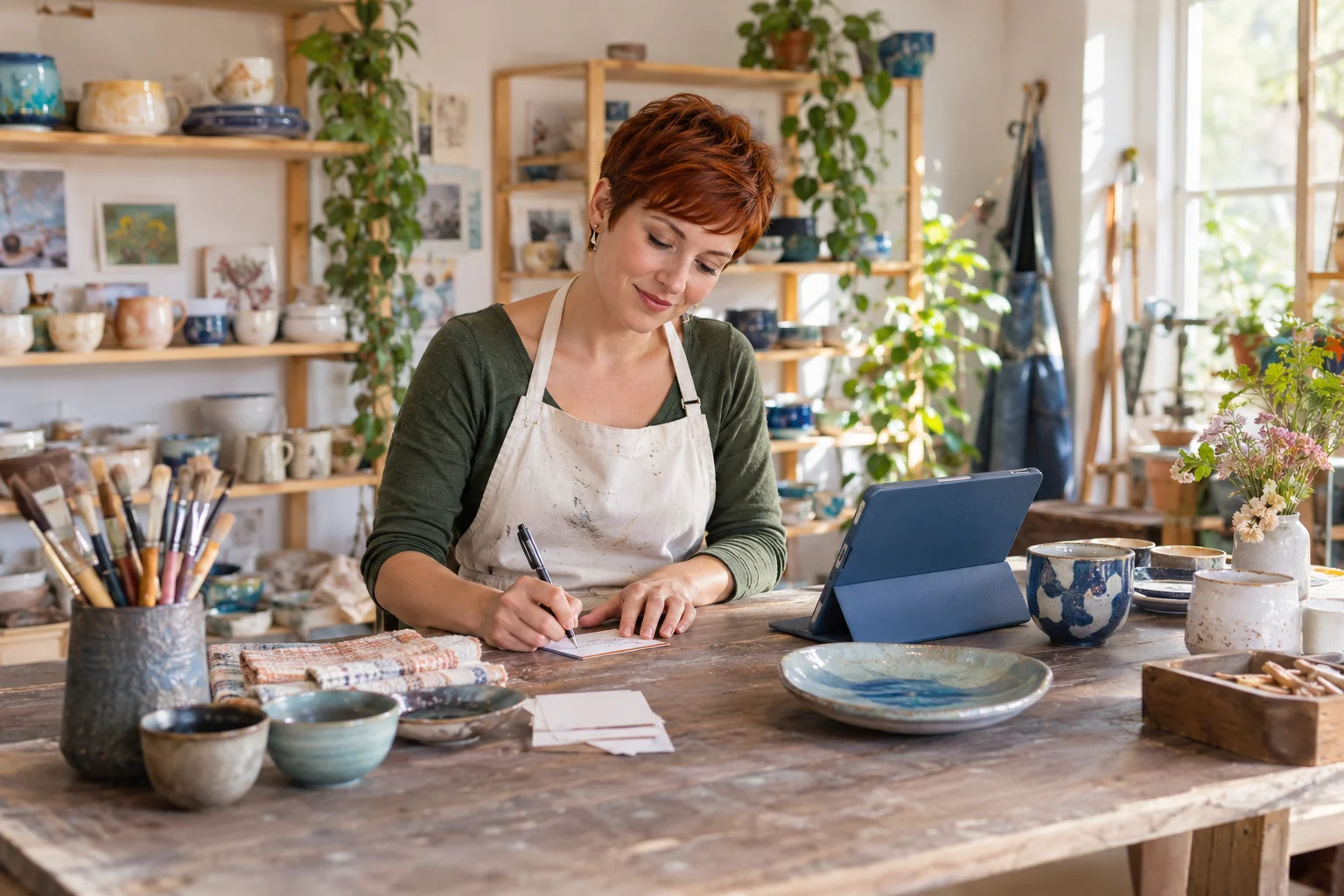 Ceramic artist responding from her studio.
